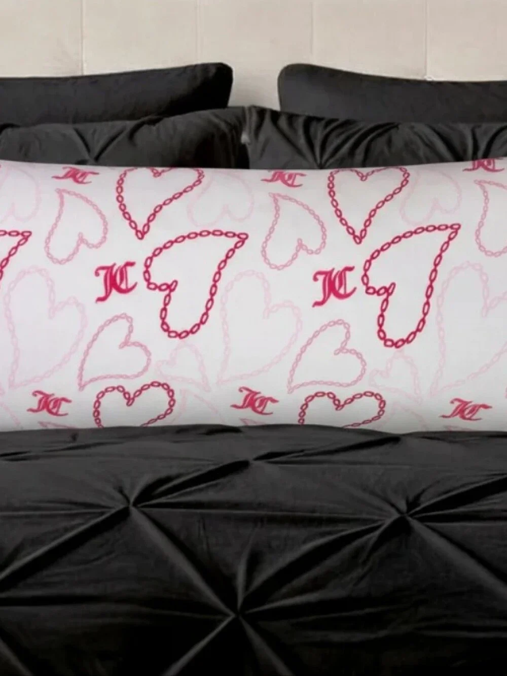 Juicy Couture Home Decorative Chain Heart Print Plush Body Pillow